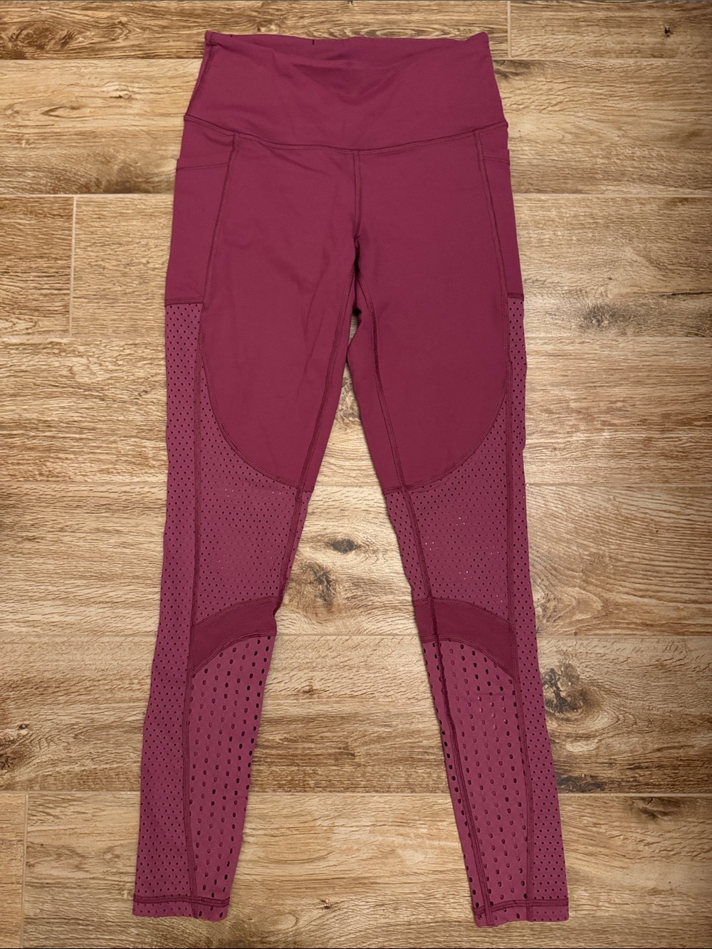 Victoria Sport Maroon Mesh Insert High-Waist Active Leggings